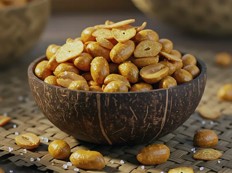 Fried Peanuts with Garlic with raw peanuts, garlic cloves and refined vegetable oil — Philippines recipe