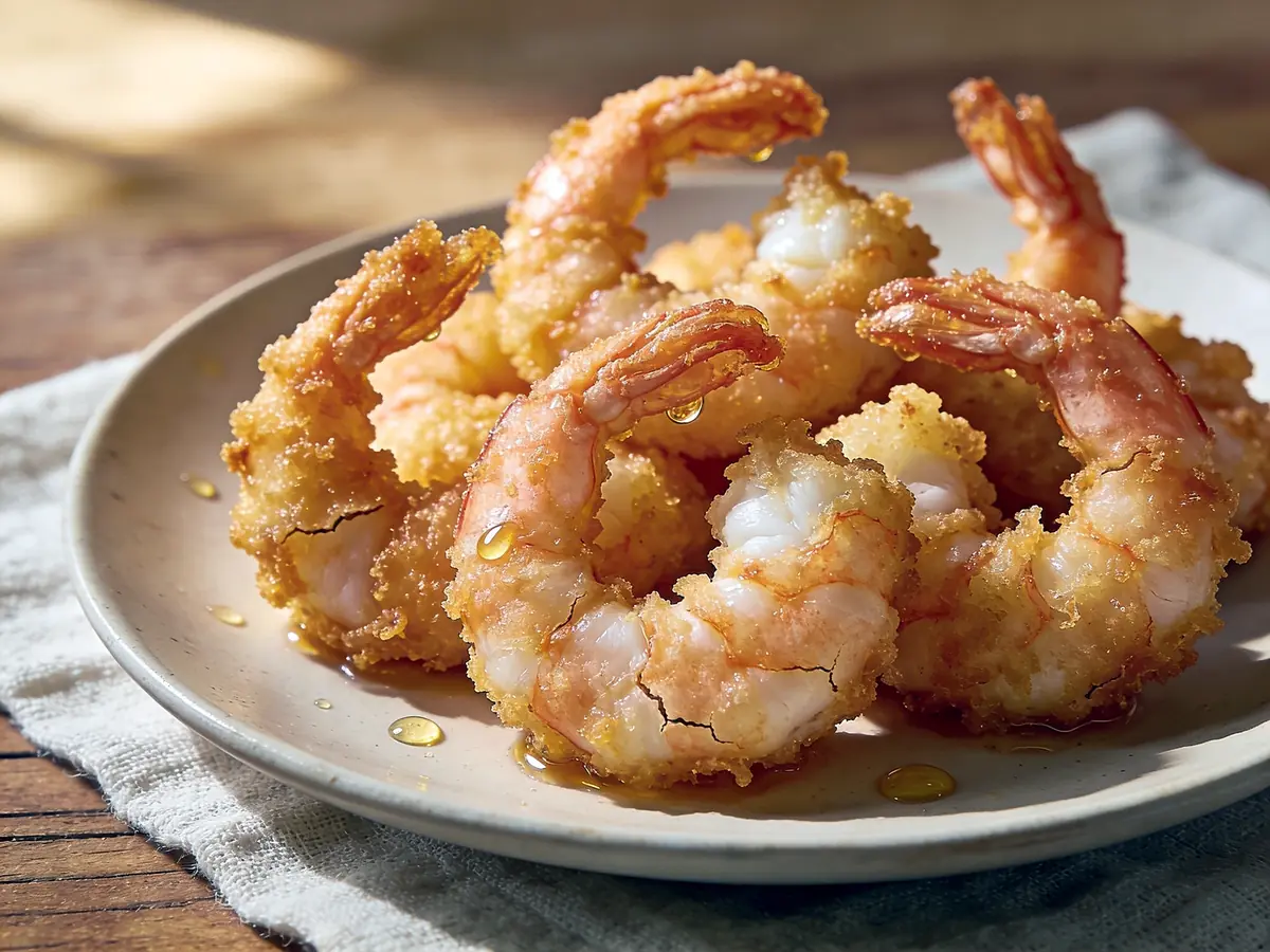 Fried Shrimp with eggs, flour and lemon — USA recipe