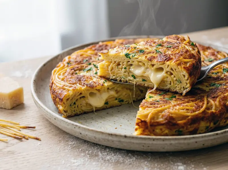 Frittata di spaghetti — la galette napolitaine de pâtes restantes, classique de la cucina povera