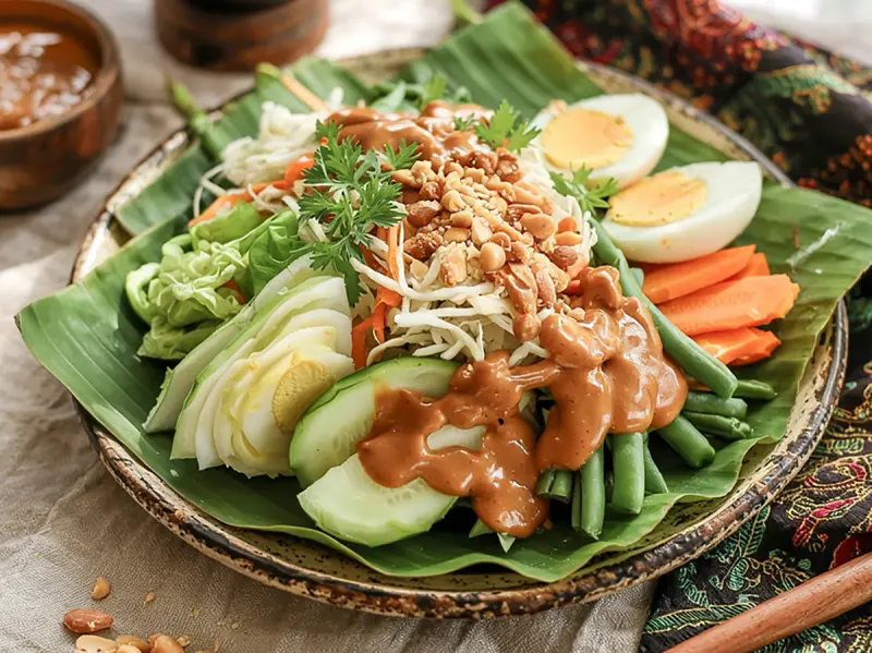 Gado-Gado with potato, peanuts and cabbage — Indonesia recipe