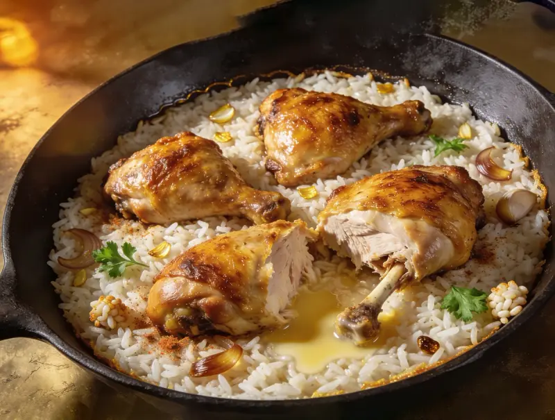 Garlic Butter Chicken with Rice with chicken, rice and butter — USA recipe