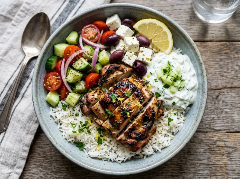 Greek Chicken Bowls with chicken, yogurt and cucumber — USA recipe