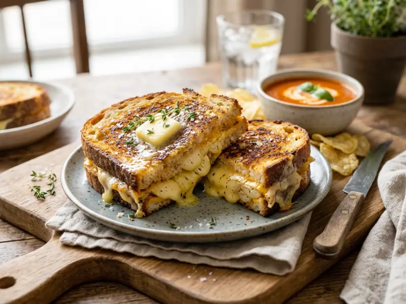 Grilled Cheese Sandwich with cheese, butter and bread — USA recipe