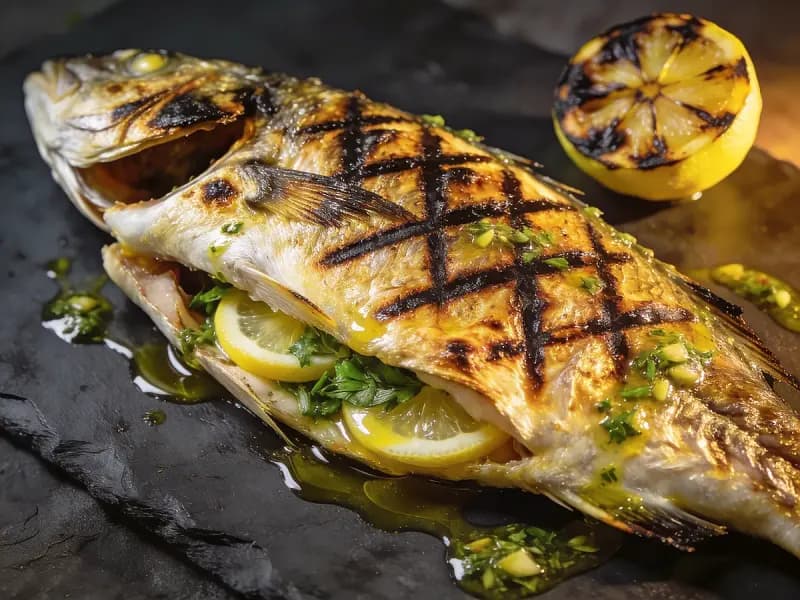 Grilled Whole Fish (Mediterranean Style) with whole fish, olive oil and lemon — Greece recipe