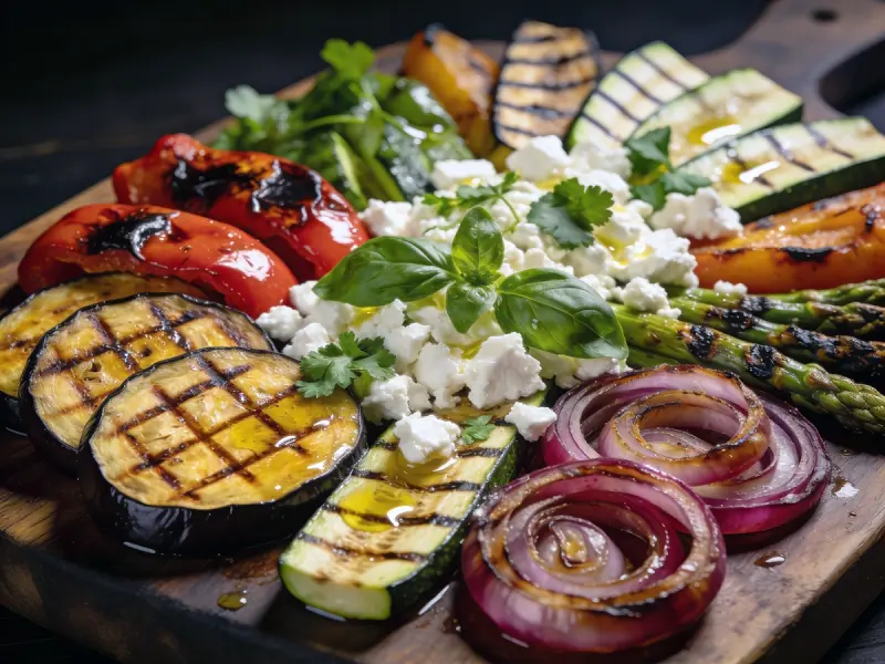 Bandeja de Verduras a la Parrilla: berenjena, calabacín, pimientos — EE. UU. · receta