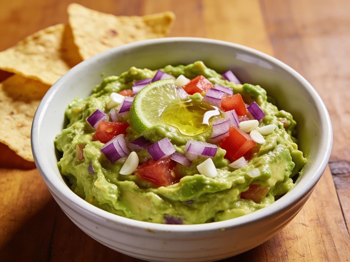 Guacamole with avocado, bell pepper and cilantro — Mexico recipe