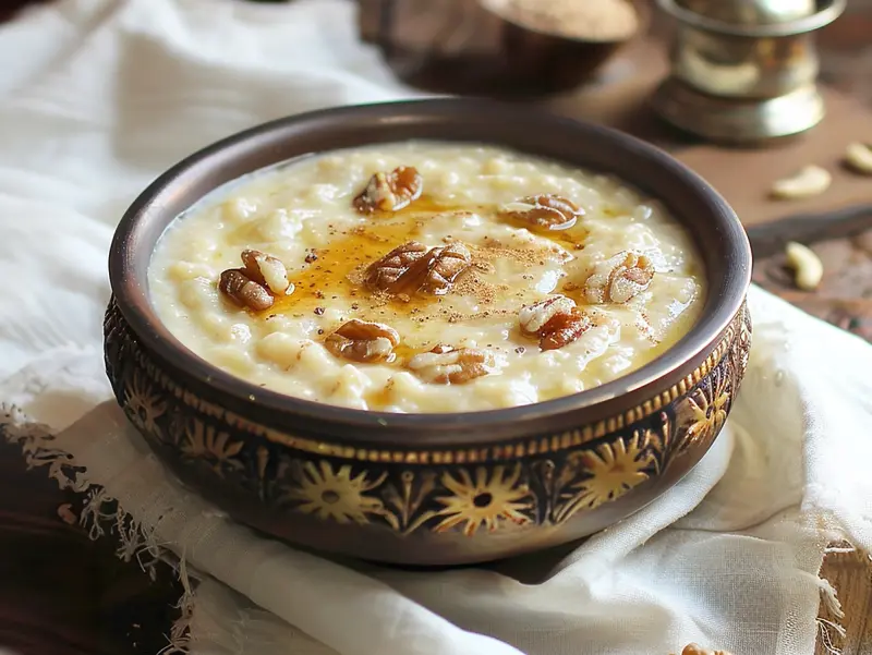 Guriev Porridge with butter, cream and dried fruit — Russia recipe