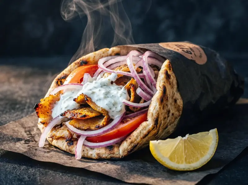 Gyro with pork shoulder, Greek yogurt and cucumber — Greece recipe