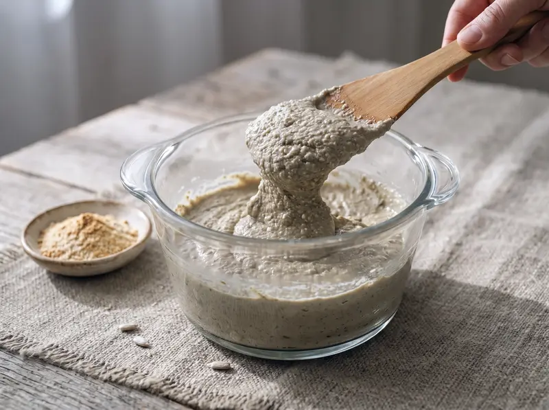 Sunflower seeds blended into a thick oily paste for halva
