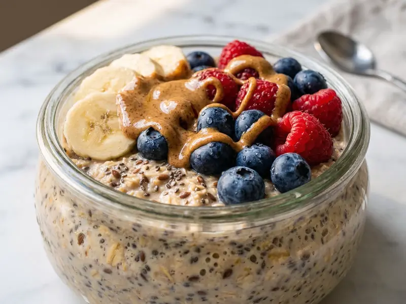 Porridge ricco di fibre con frutti di bosco