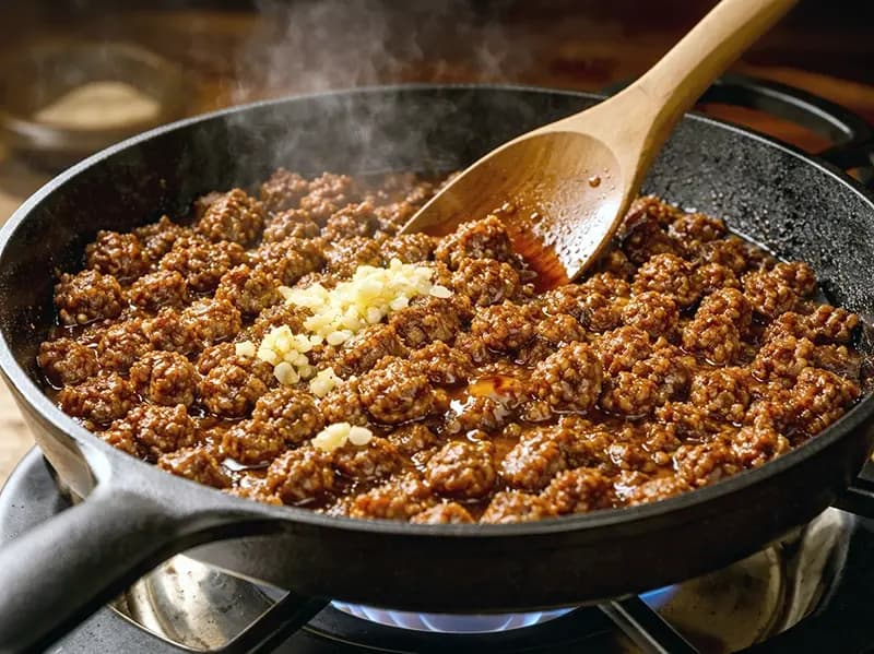 Hot Honey Cottage Cheese Beef Bowl step 1