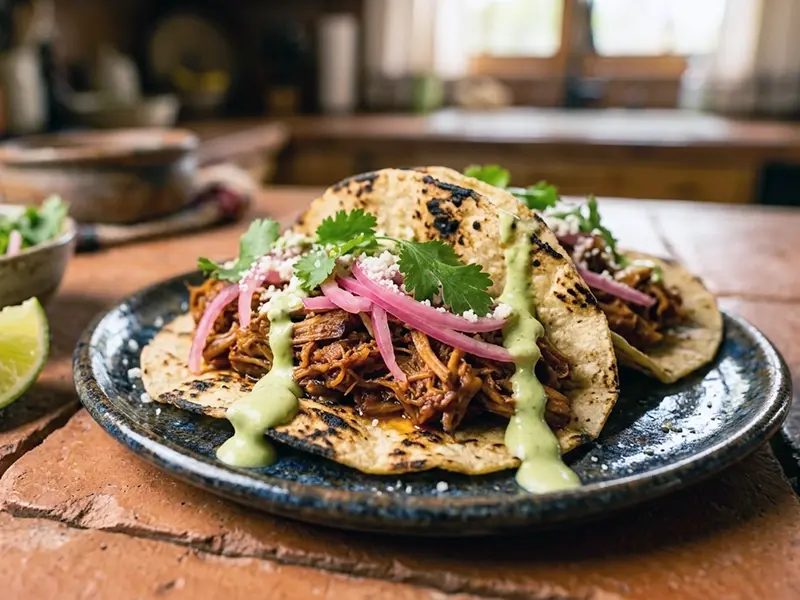 Jackfruit Tacos with jackfruit, corn tortillas and avocado — Mexico recipe