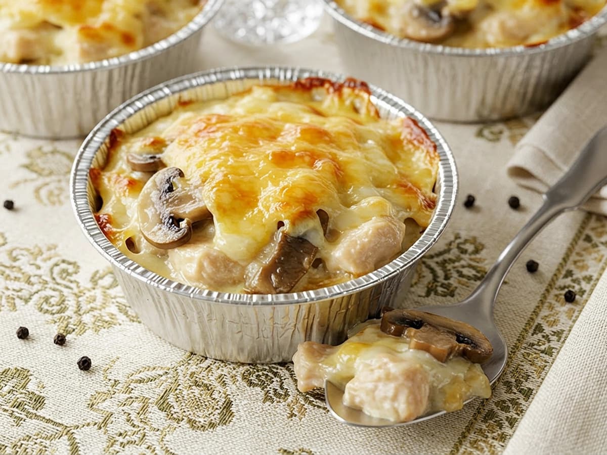 Chicken and Mushroom Julienne with chicken, mushrooms and onion — Russia recipe