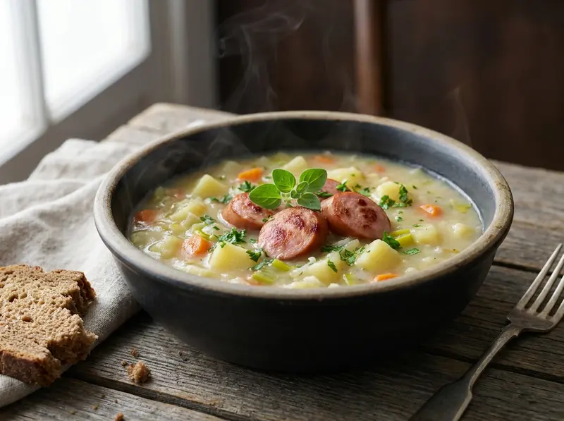 Kartoffelsuppe (German Potato Soup) with potato, leek and carrot — Germany recipe