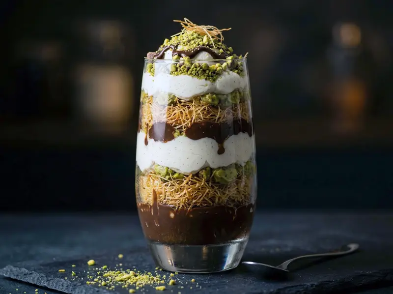 Kataifi Pistachio Parfaits with kataifi, pistachio cream and mascarpone — UAE recipe