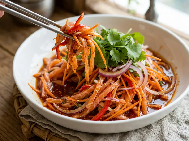 Khe (Korean Marinated Fish) with salmon, vinegar and garlic — Korea recipe