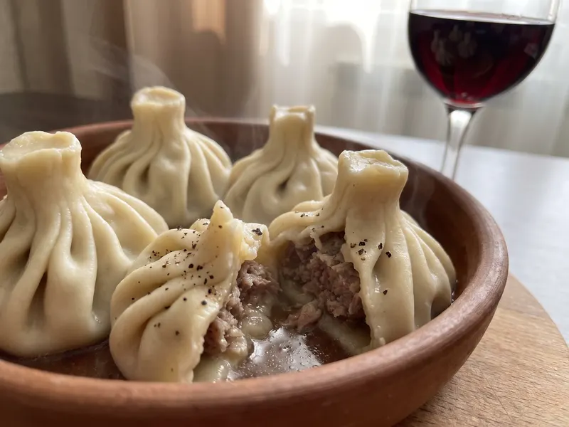 Khinkali georgiani: farina di grano, carne macinata, maiale macinato — Georgia · ricetta