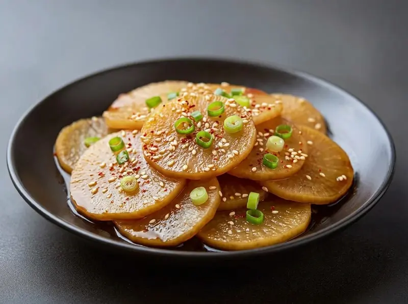 Korean Marinated Daikon with daikon radish, sesame oil and rice vinegar — Korea recipe
