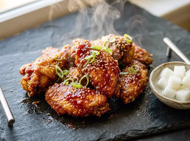 Korean Fried Chicken with chicken, cornstarch and garlic — Korea recipe