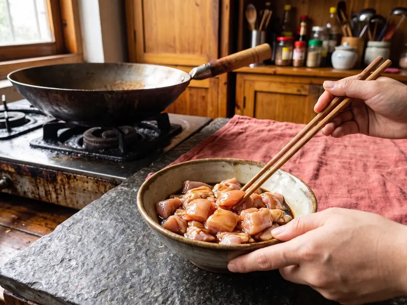 Poulet kung pao du Sichuan — step 1