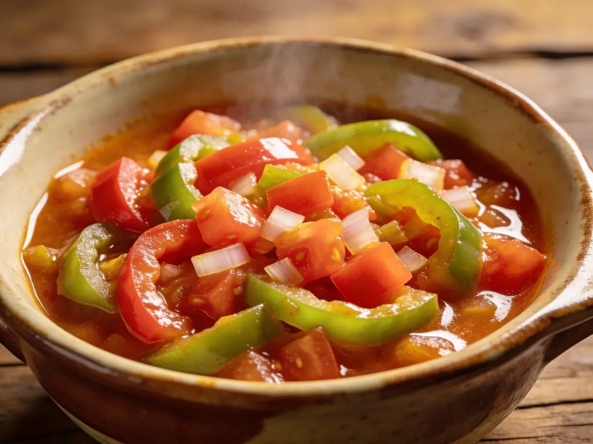Lecsó with bacon, bell pepper and onion — Hungary recipe