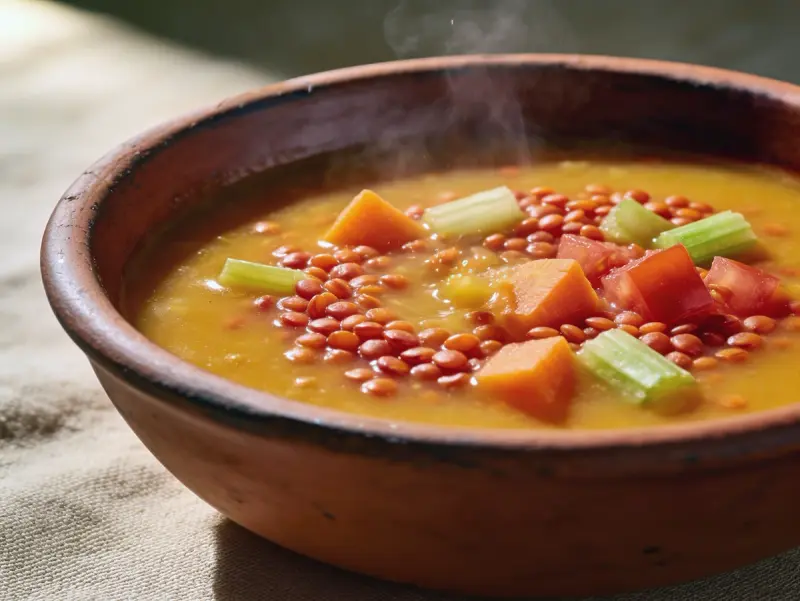 Lentil Vegetable Soup with lentils, carrots and tomatoes — USA recipe