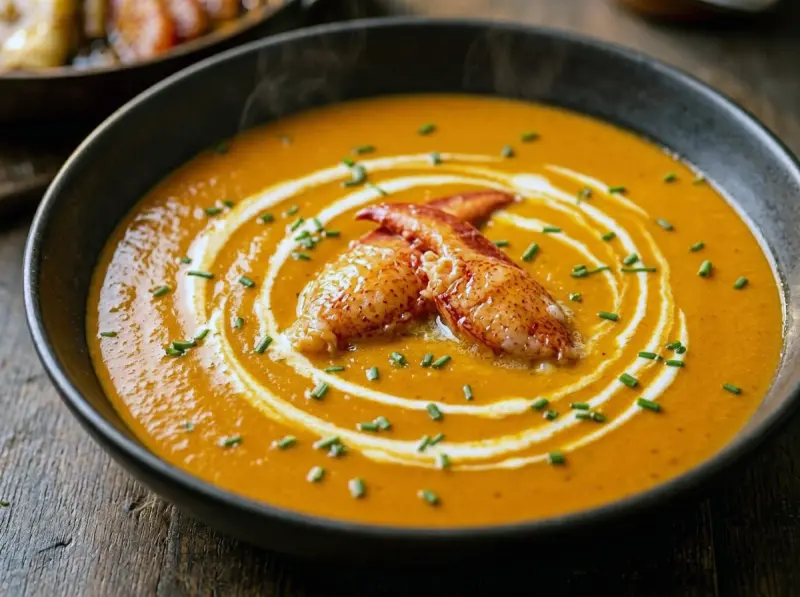 Lobster Bisque (Bisque de Homard) with lobster, butter and onion — France recipe