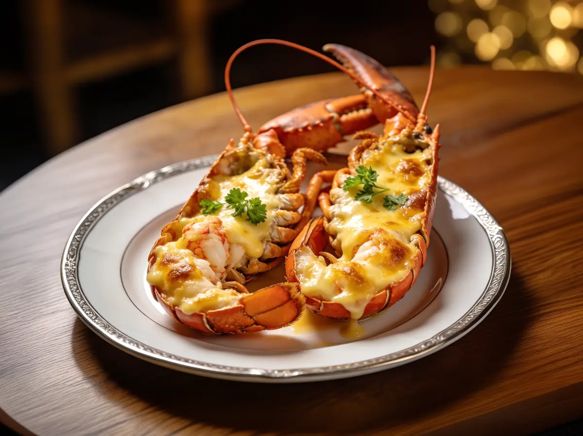 Lobster Thermidor with lobster, butter and cream — France recipe