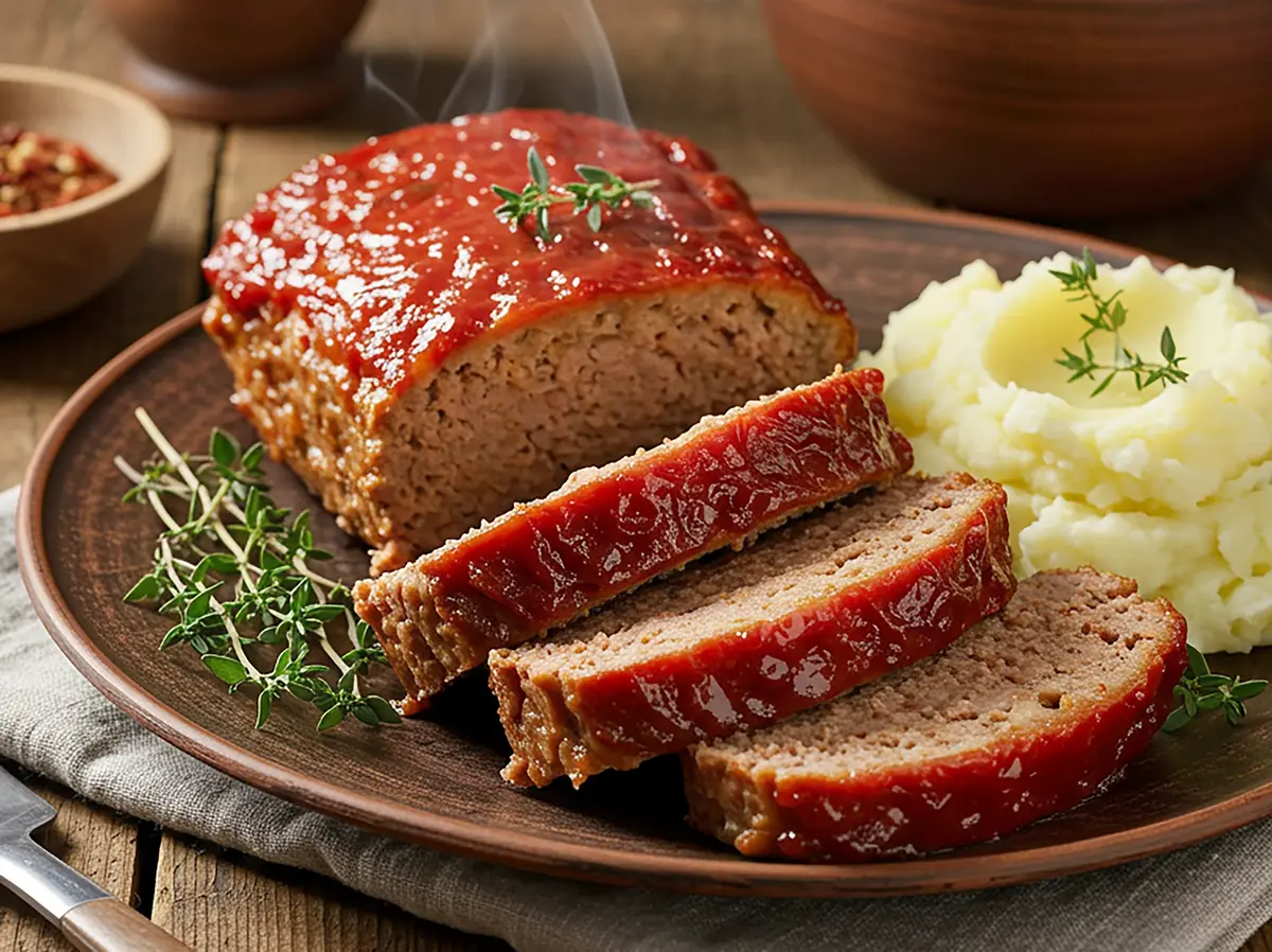 Meatloaf with ground beef, onion and breadcrumbs — USA recipe