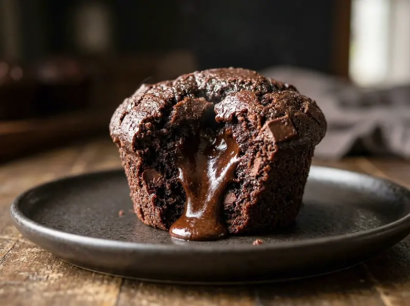 Molten Chocolate Muffins with flour, cocoa powder and chocolate — USA recipe