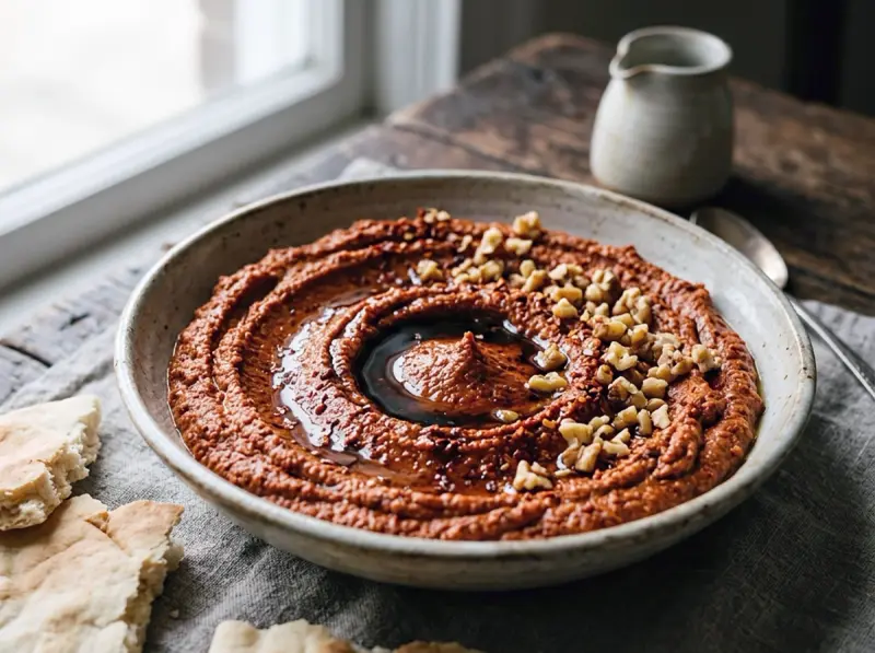 Muhammara with roasted red peppers, walnuts and pomegranate molasses — Lebanon recipe