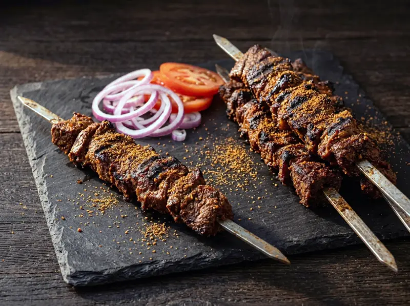 Suya de Bœuf Nigerien: faux filet de bœuf, cacahuètes grillées, poivre de Cayenne — Nigéria · recette