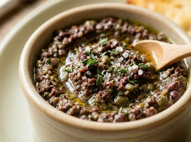 Olive Tapenade with anchovy, basil and caper — France recipe