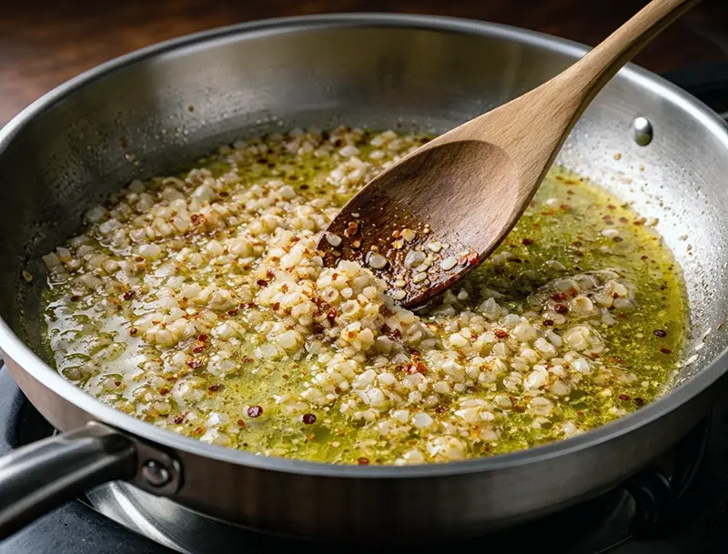 Pasta al limone con asparagi e gamberi in un'unica padella — step 2