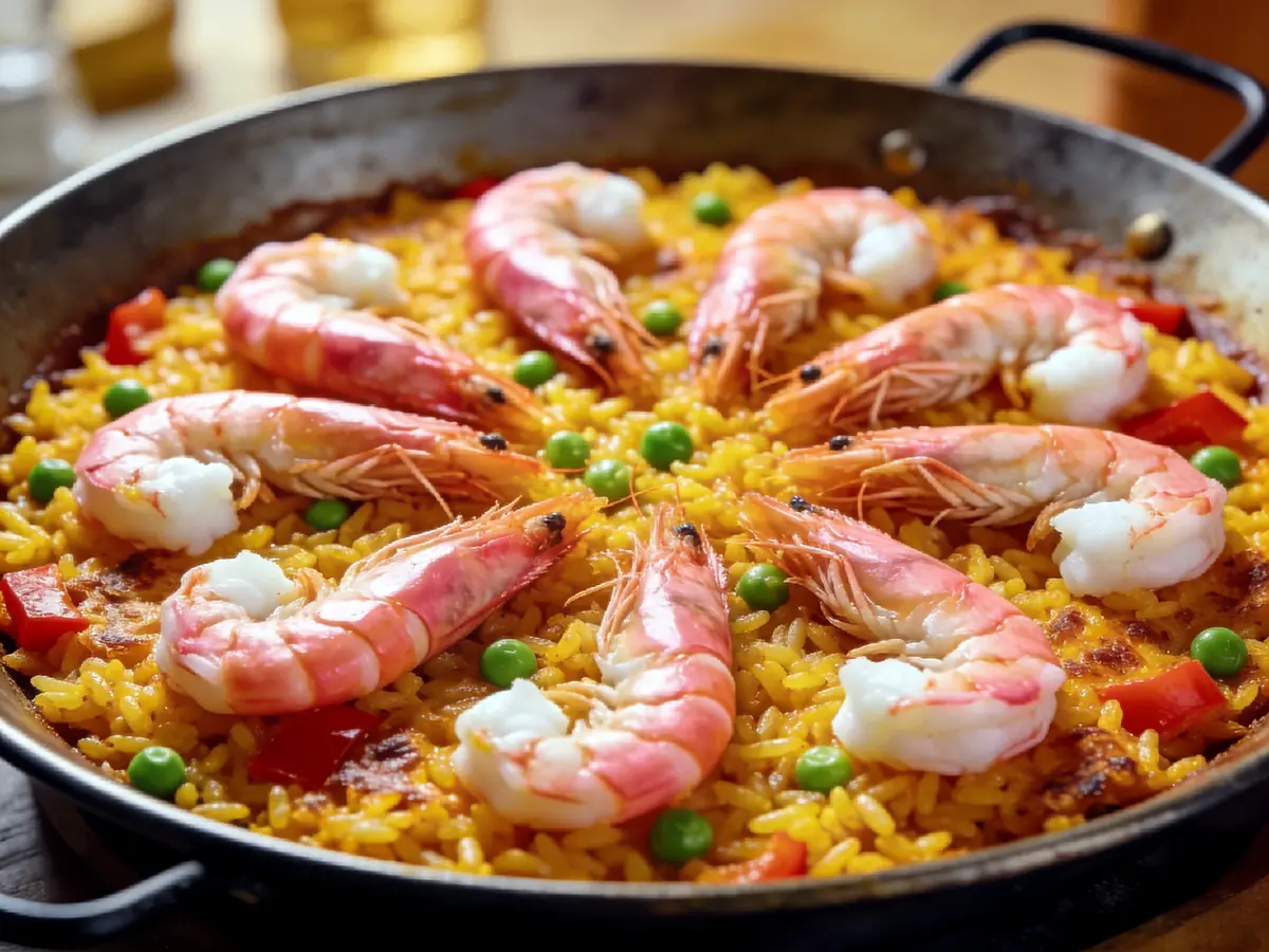 Paella with beef broth, bell pepper and chicken — Spain recipe