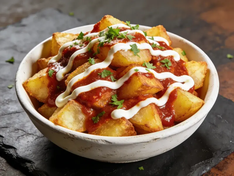 Patatas Bravas with potato, olive oil and tomato — Spain recipe