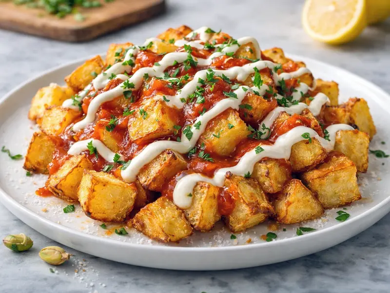 Patatas Bravas with potato, olive oil and tomato — Spain recipe