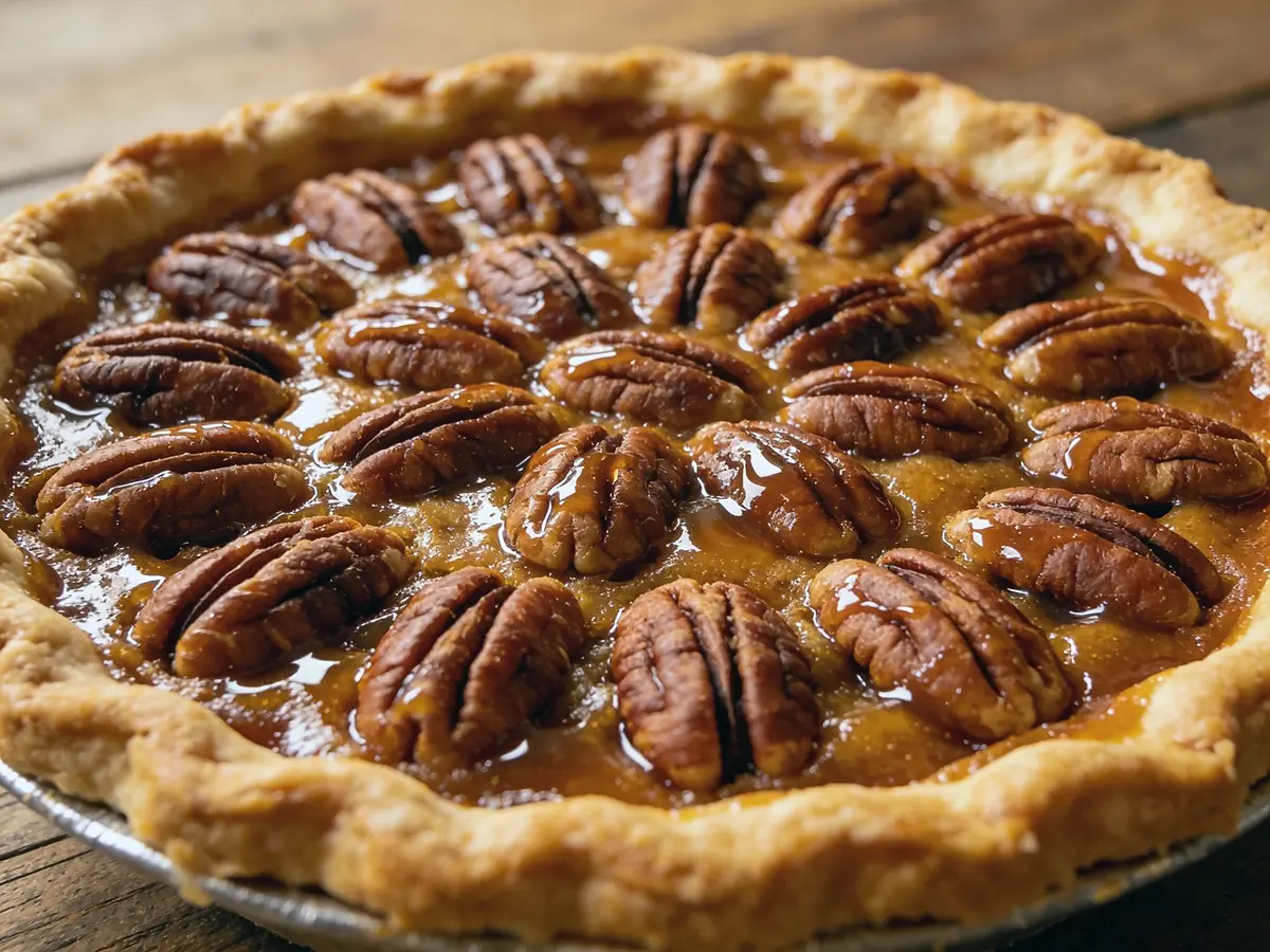 Pecan Pie with flour, butter and eggs — USA recipe