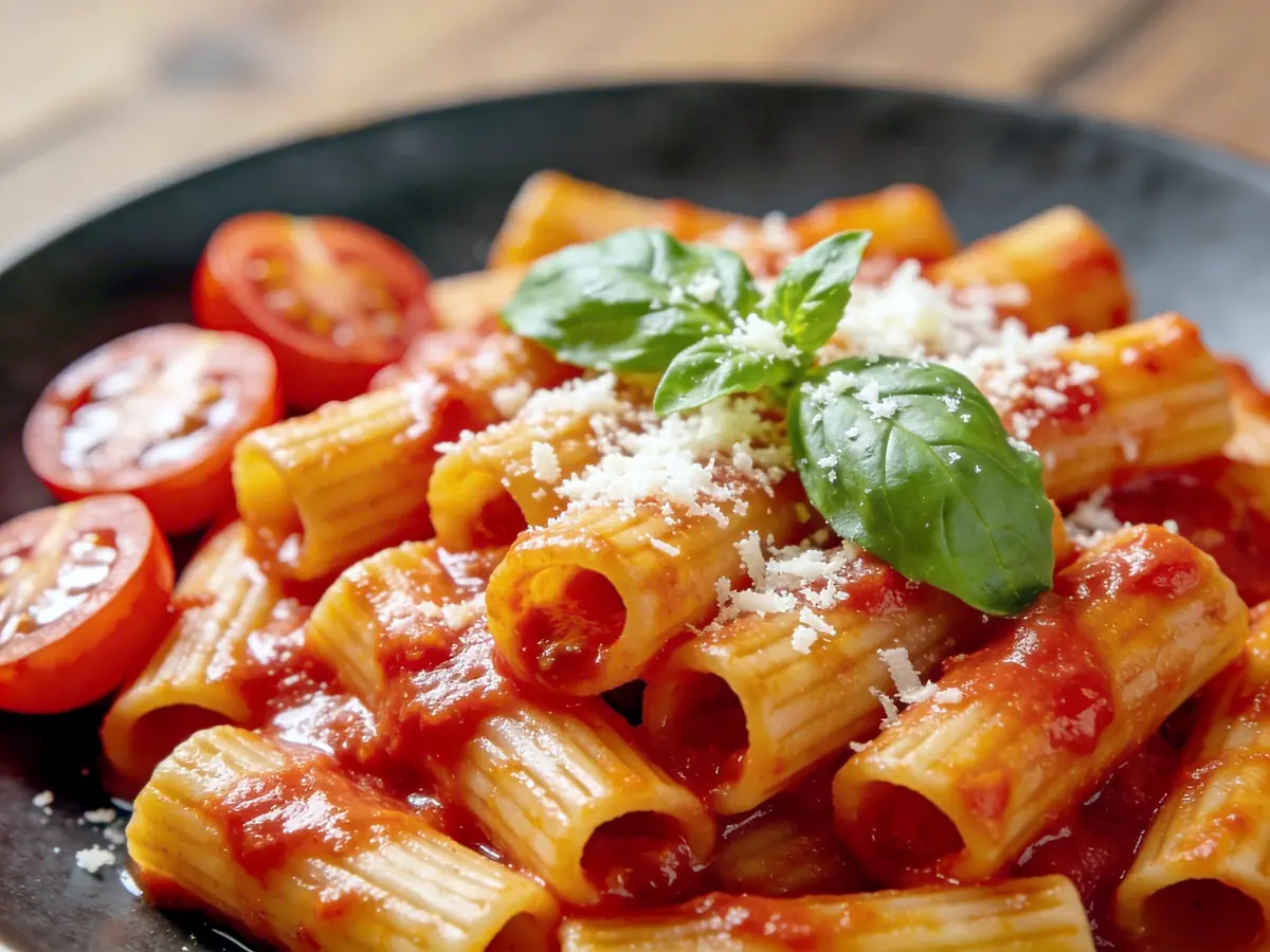 Penne in Tomato Sauce with penne, tomato and garlic — Italy recipe