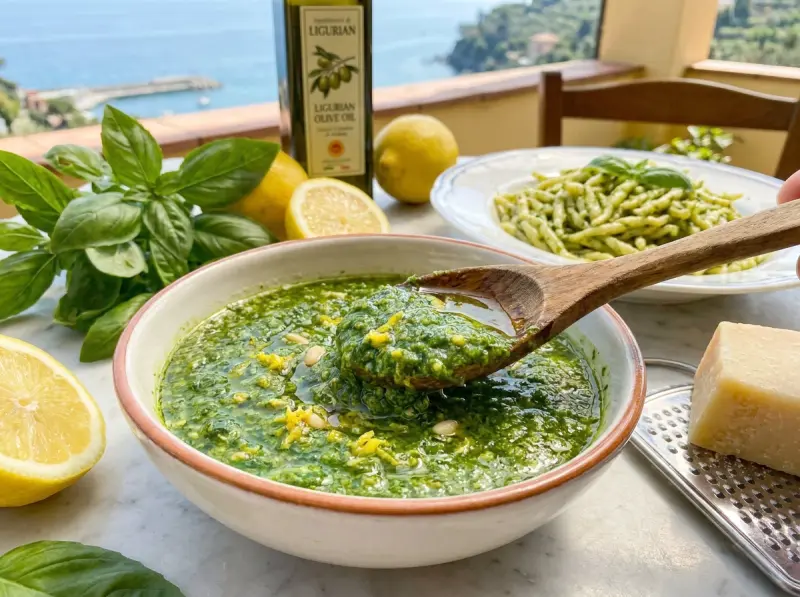 Pesto al limone (pesto ligure al basilico e limone)