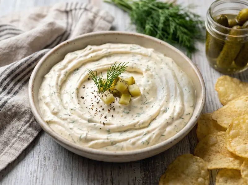 Pickle Dip (Creamy Dill Pickle Dip with Cream Cheese and Greek Yogurt)