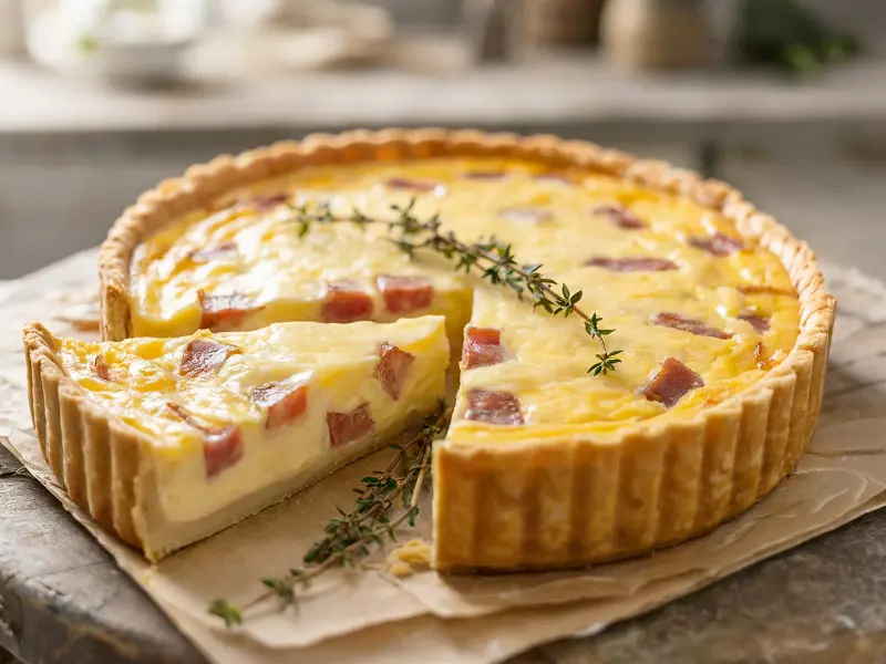 Quiche Lorraine with flour, butter and bacon — France recipe
