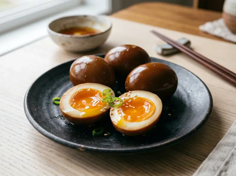 Ajitama (Japanese Ramen Eggs) with eggs, soy sauce and mirin — Japan recipe