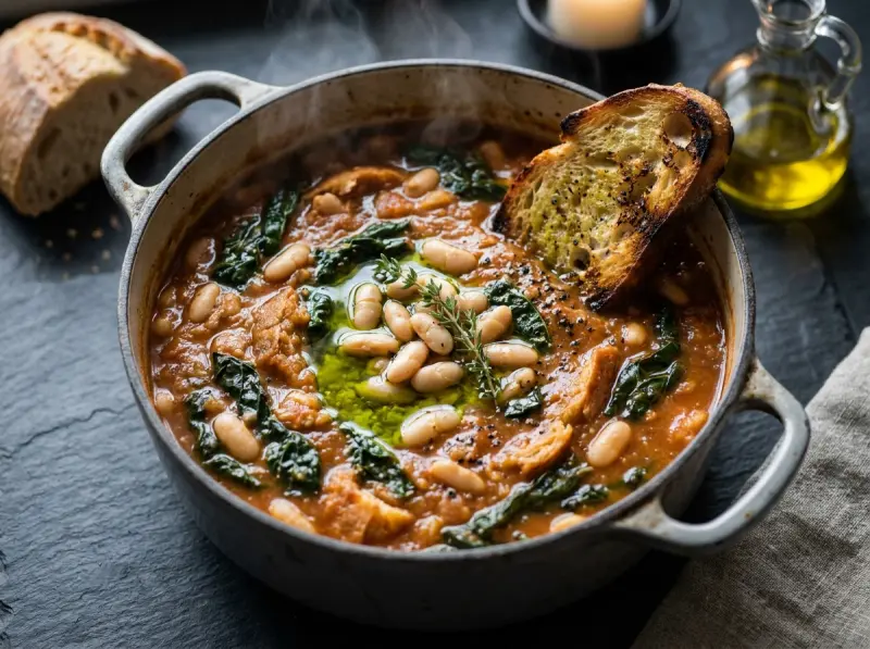 Ribollita 托斯卡纳重煮面包浓汤 —— 白豆、黑甘蓝与隔夜面包: 白芸豆, 黑甘蓝, 隔夜面包 — 意大利 · 食谱