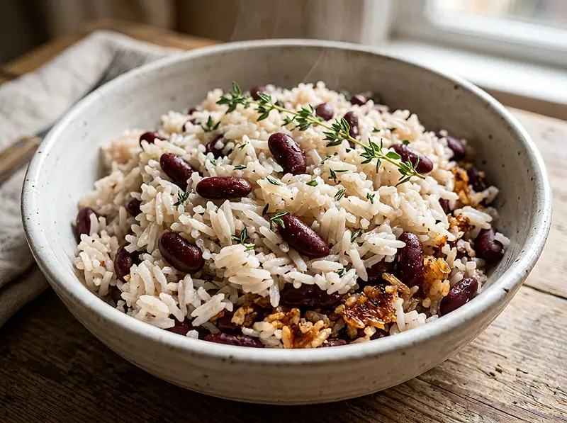 Rice and Beans with rice, red kidney beans and coconut milk — Jamaica recipe