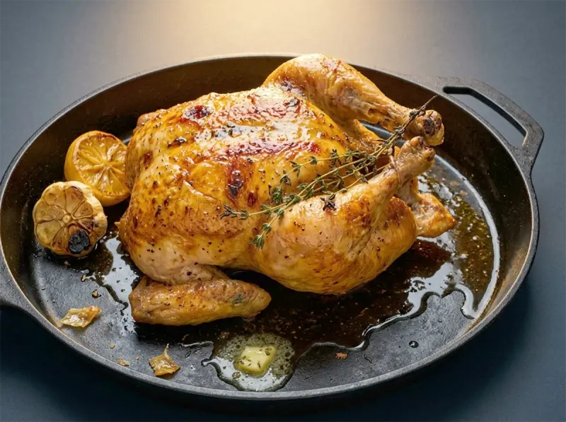 Roast Chicken with chicken, butter and garlic — France recipe