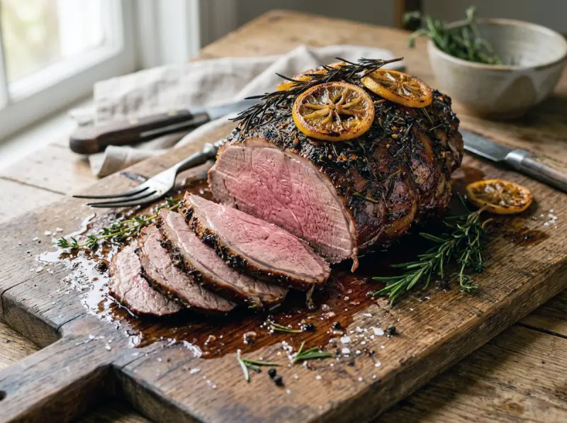 Roasted Leg of Lamb with Meyer Lemon with boneless leg of lamb, Meyer lemon and garlic — USA recipe