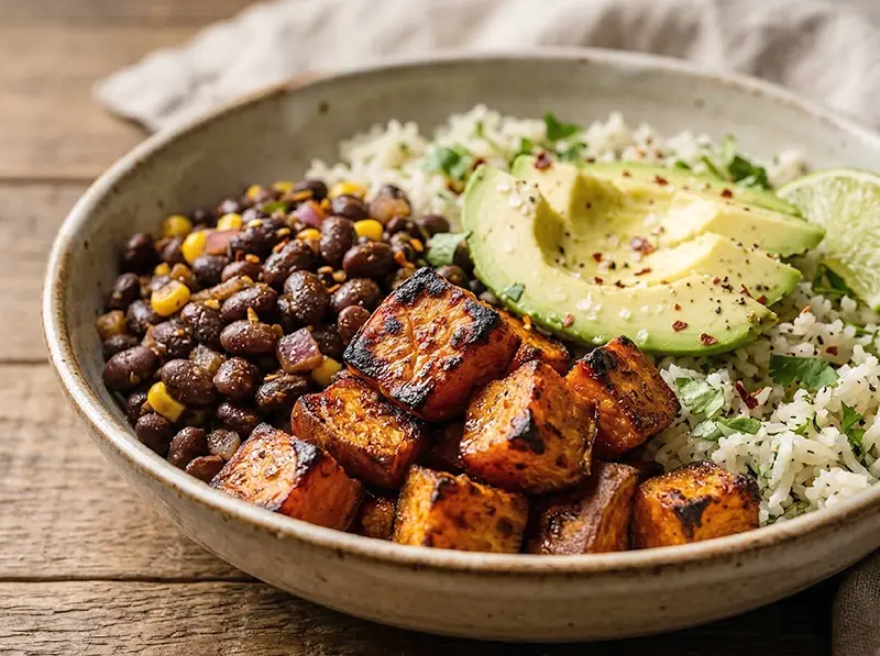 Roasted Sweet Potato Black Bean Bowls with sweet potato, black beans and avocado — USA recipe