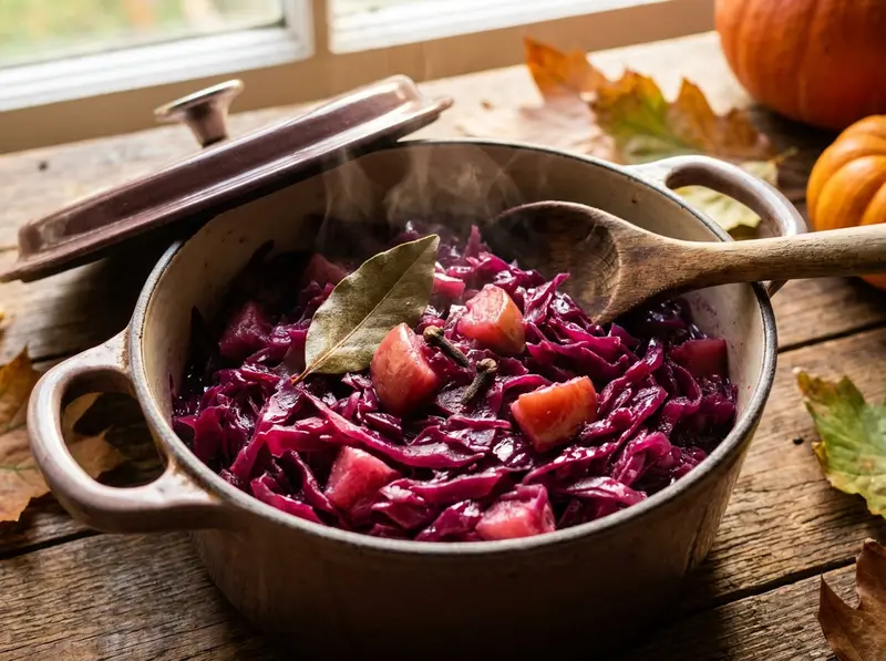 Rotkohl (German Braised Red Cabbage) with red cabbage, apple and onion — Germany recipe