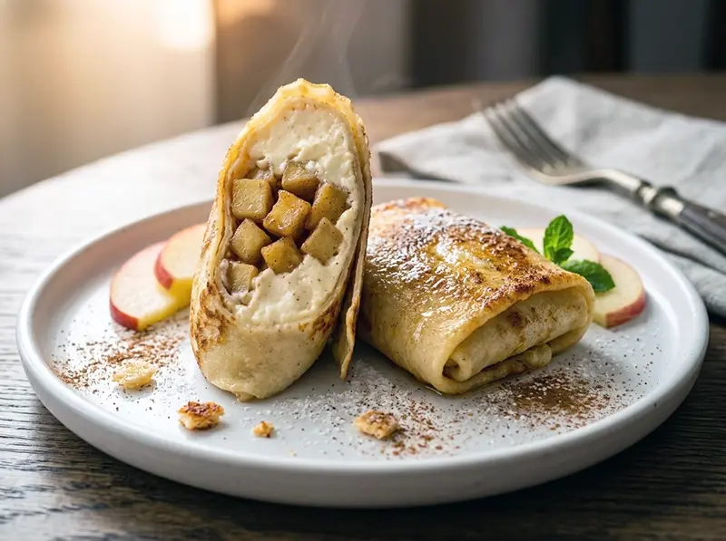 Russian Apple & Cottage Cheese Blini with cottage cheese, apples and whole milk — Russia recipe